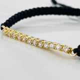 Pulsera Tejida Negro Tennis Oro Amarillo 18K