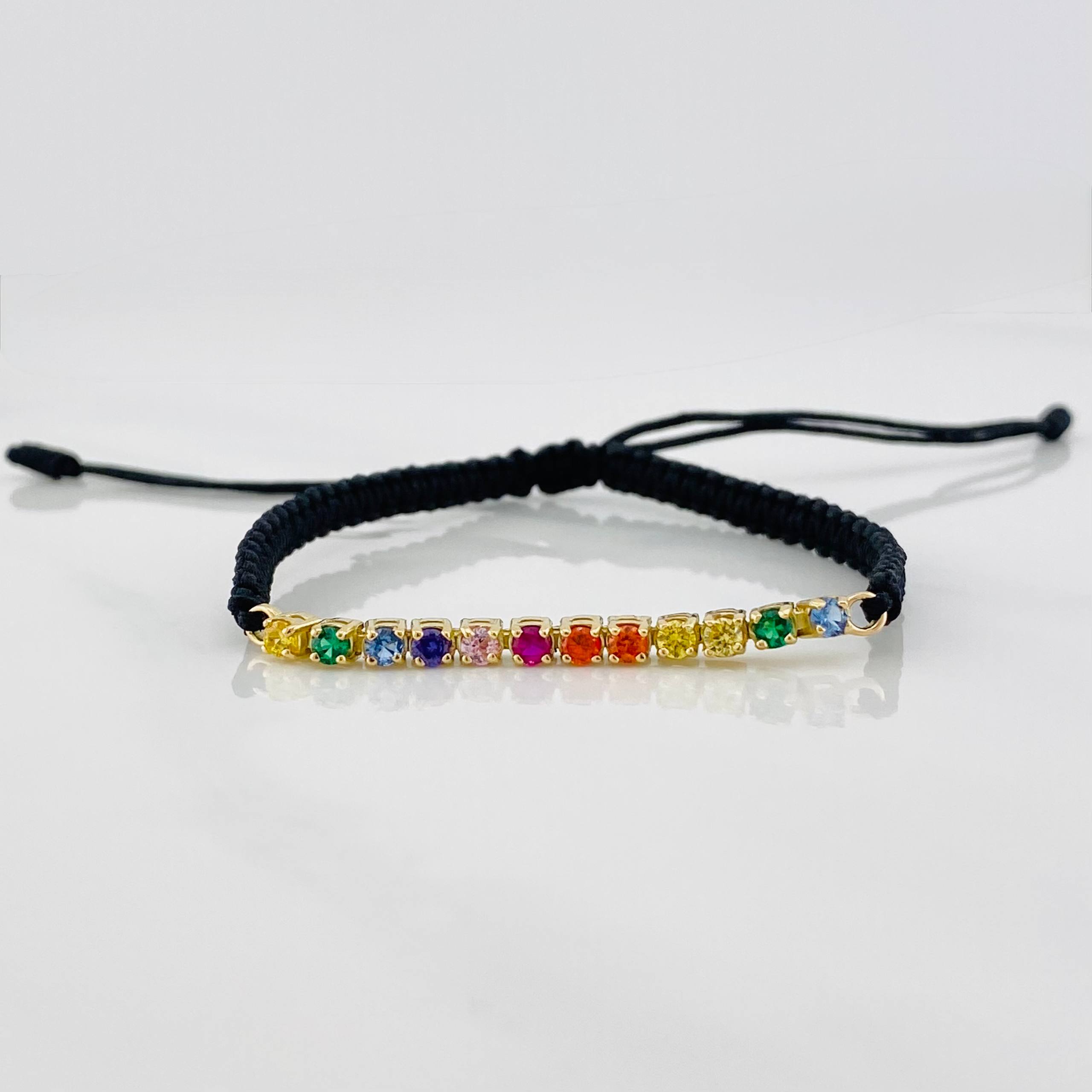 Black Woven Bracelet Yellow Gold 18K Tennis