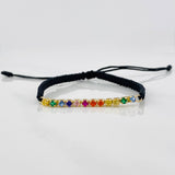Pulsera Tejida Negro Tennis Oro Amarillo 18K
