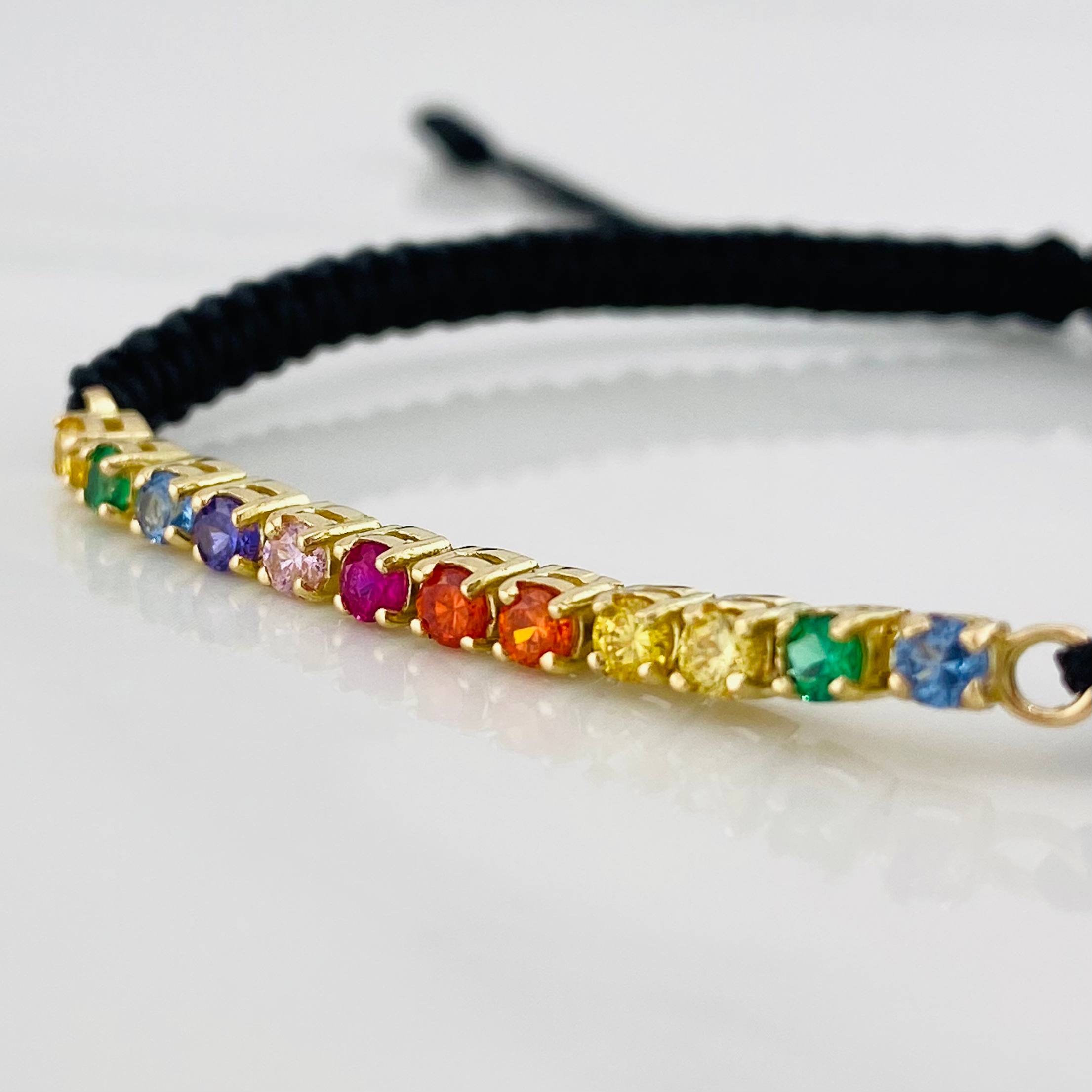 Black Woven Bracelet Yellow Gold 18K Tennis