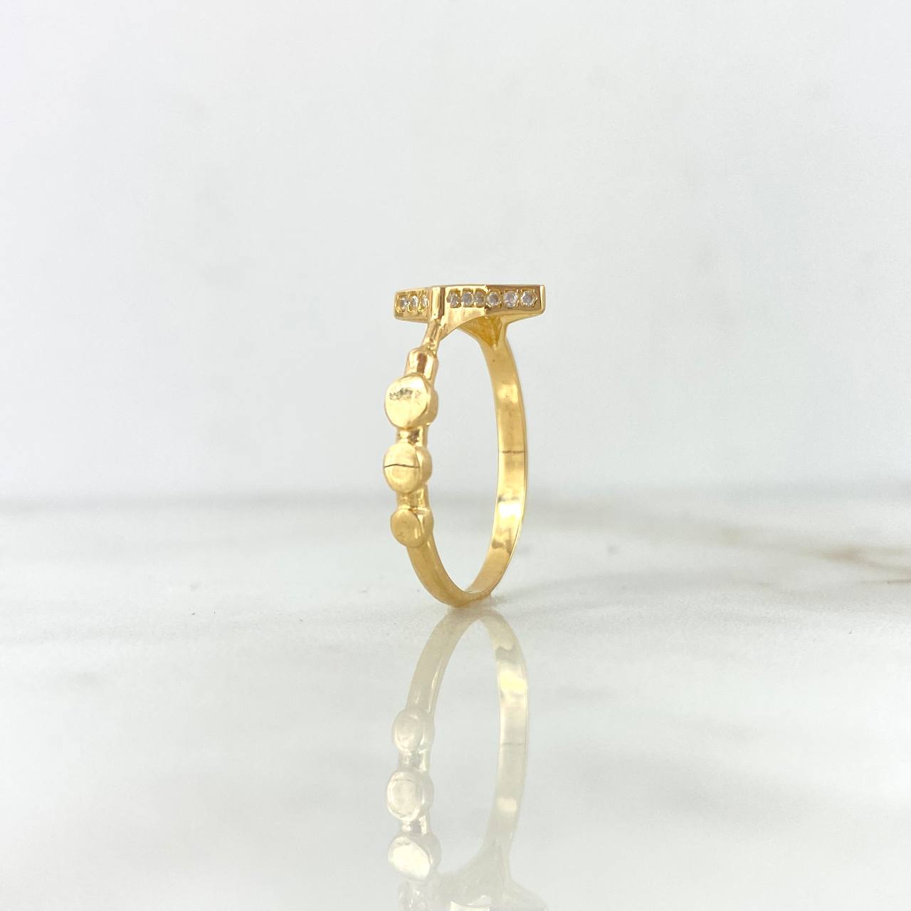 Star Silhouette Ring Dots 2.4gr / T8 / White Zircons Yellow Gold