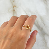 Star Silhouette Ring Dots 2.4gr / T8 / White Zircons Yellow Gold