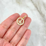 Pendant Peace Symbol 2.3gr / 2.5cm / White Zircons Yellow Gold