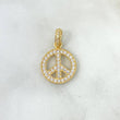 Pendant Peace Symbol 2.3gr / 2.5cm / White Zircons Yellow Gold