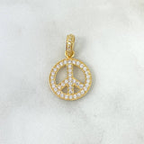 Pendant Peace Symbol 2.3gr / 2.5cm / White Zircons Yellow Gold