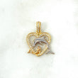 Pendant Heart Dolphin 2.3gr / 2.4cm / White Zircons Two Yellow White Gold ©