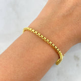 Bracelet Quadrilled Cylinder 11.15gr / 21cm / 3mm Diamond Cut Yellow Gold +4 ©