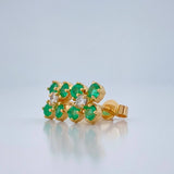 Topos Trebol Esmeraldas Diamantes 1.95gr / 7.4mm Oro Amarillo 18K %