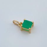 Dije Cuadro Esmeralda 1,00Qts 0.7gr / 1/2 in / Oro Amarillo 18K %
