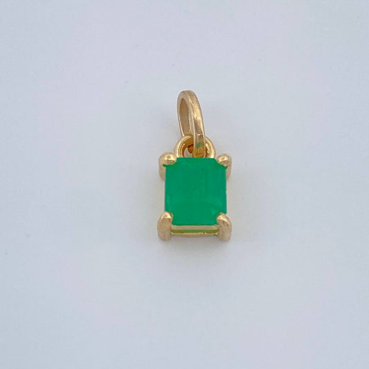 Dije Rectangulo Esmeralda 1,00Qts 0.6gr / 1/2 in / Oro Amarillo 18K %