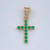 Dije Cruz Esmeraldas 0.6gr / 3/4 in / Oro Amarillo 18K %