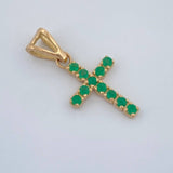 Dije Cruz Esmeraldas 0.6gr / 3/4 in / Oro Amarillo 18K %