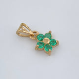 Dije Flor 5 Petalos Esmeraldas 30pts 0.85gr / 1/2 in / Oro Amarillo 18K %