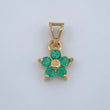 Pendant Flower 5 Petals Emeralds 0.15Pts 0.6 g / 1/2 in Yellow Gold 18K