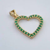 Dije Corazon Esmeraldas 50 Pts 1.85gr / 1 in / Oro Amarillo 18K %
