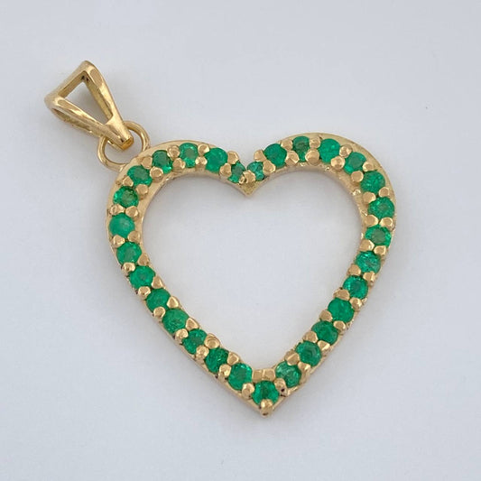 Dije Corazon Esmeraldas 50 Pts 1.85gr / 1 in / Oro Amarillo 18K %