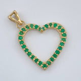 Dije Corazon Esmeraldas 50 Pts 1.85gr / 1 in / Oro Amarillo 18K %