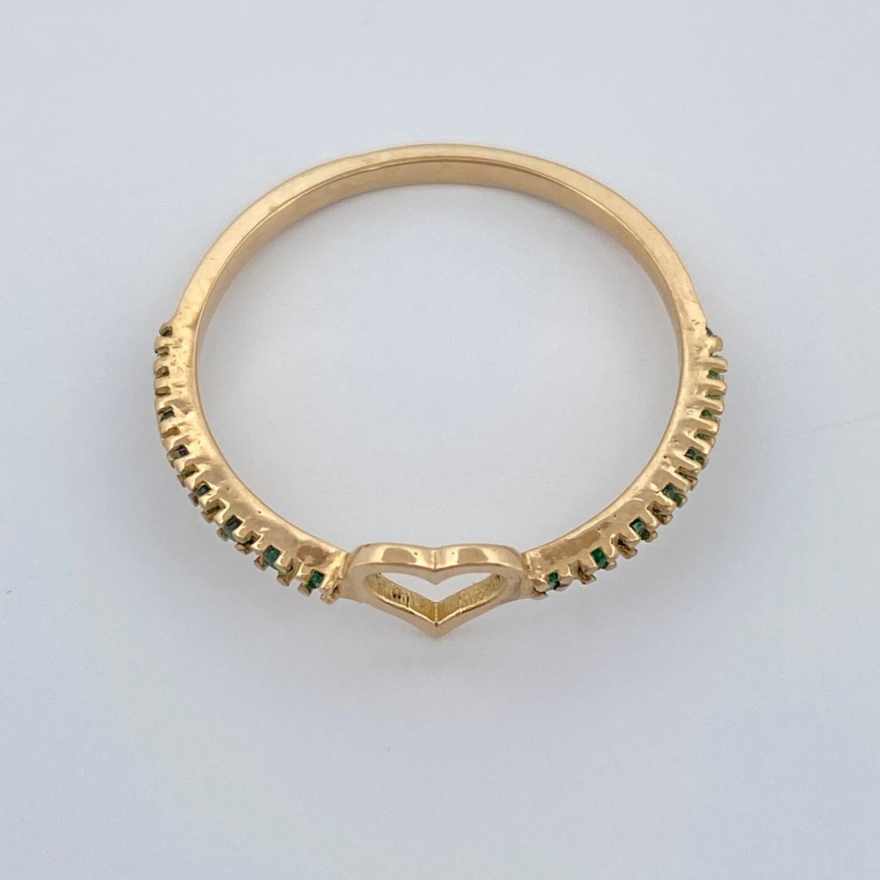 Anillo Corazon Esmeraldas 1.25gr / T7 3/4 / Oro Amarillo 18K %