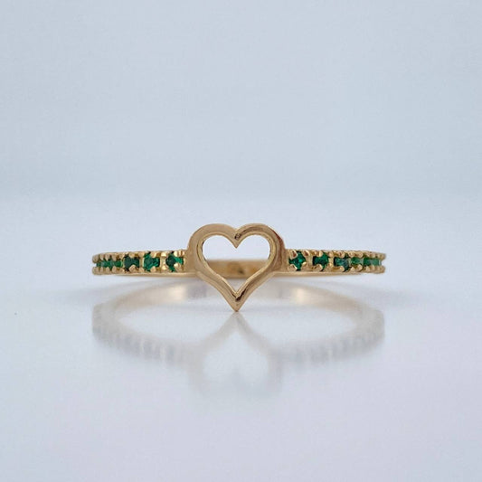 Anillo Corazon Esmeraldas 1.25gr / T7 3/4 / Oro Amarillo 18K %