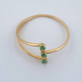 Anillo 3 Piedras Esmeraldas 1.15gr / T9 1/4 / Oro Amarillo 18K %
