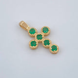 Dije Cruz Esferas Esmeraldas 0.6gr / 3/4 in / Oro Amarillo 18K %