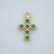 Dije Cruz Esferas Esmeraldas 0.6gr / 3/4 in / Oro Amarillo 18K %