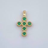 Dije Cruz Esferas Esmeraldas 0.6gr / 3/4 in / Oro Amarillo 18K %