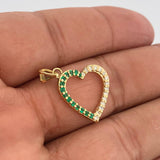 Dije Corazon Grande Esmeraldas 25Pts Diamantes 15Pts 1.9gr / 1 in / Oro Amarillo 18K %