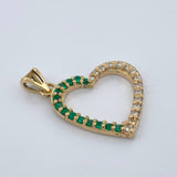 Dije Corazon Grande Esmeraldas 25Pts Diamantes 15Pts 1.9gr / 1 in / Oro Amarillo 18K %