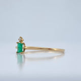 Anillo Tortuga Esmeralda Diamante 0.8gr / T7 3/4 / Oro Amarillo 18K %