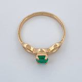 Anillo Solitario Cuadrado Lineas Cruzadas Esmeralda 2.4gr / T8 / Oro Amarillo 18K %