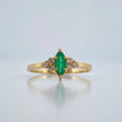 Anillo Ojo De Gato Esmeralda Diamantes 1.4gr / T6 1/2 / Oro Amarillo 18K %