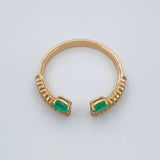 Anillo Mantiz Esmeraldas Diamantes 2.15gr / T7 1/4 / Oro Amarillo 18K %