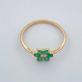 Anillo Flor Esmeraldas Diamante 1.55gr / T7 1/4 / Oro Amarillo 18K %