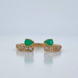 Anillo Mantiz Esmeraldas Diamantes 2.15gr / T7 1/4 / Oro Amarillo 18K %