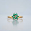 Anillo Flor Esmeraldas Diamante 1.55gr / T7 1/4 / Oro Amarillo 18K %