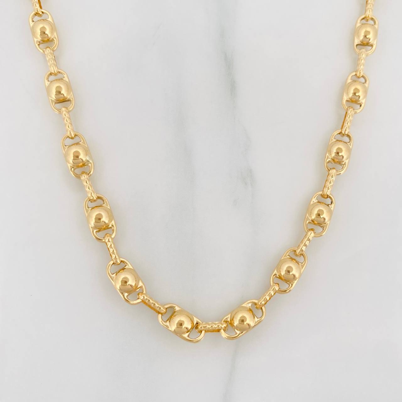 Cadena Rustica Burbuja 14.85g / 24 in / 4.6mm Oro Amarillo 18K