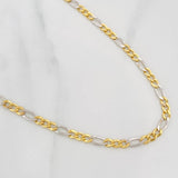 Cadena Figaro 6.3g / 26 in / 3.2mm Dos Oros Amarillo Blanco 18K