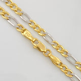 Cadena Figaro 6.3g / 26 in / 3.2mm Dos Oros Amarillo Blanco 18K