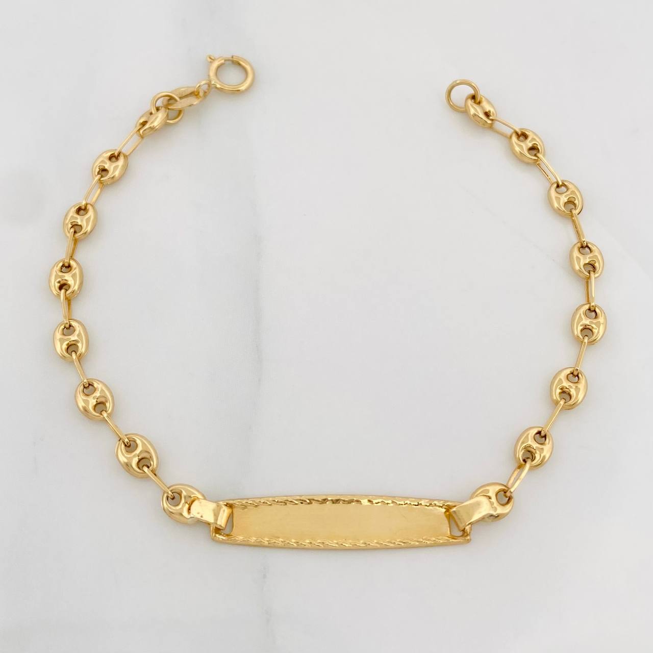 Bracelet GC Rectangular Oval Braided Plate 1.85g / 1 1/4 in / 1.8mm 18K Yellow Gold