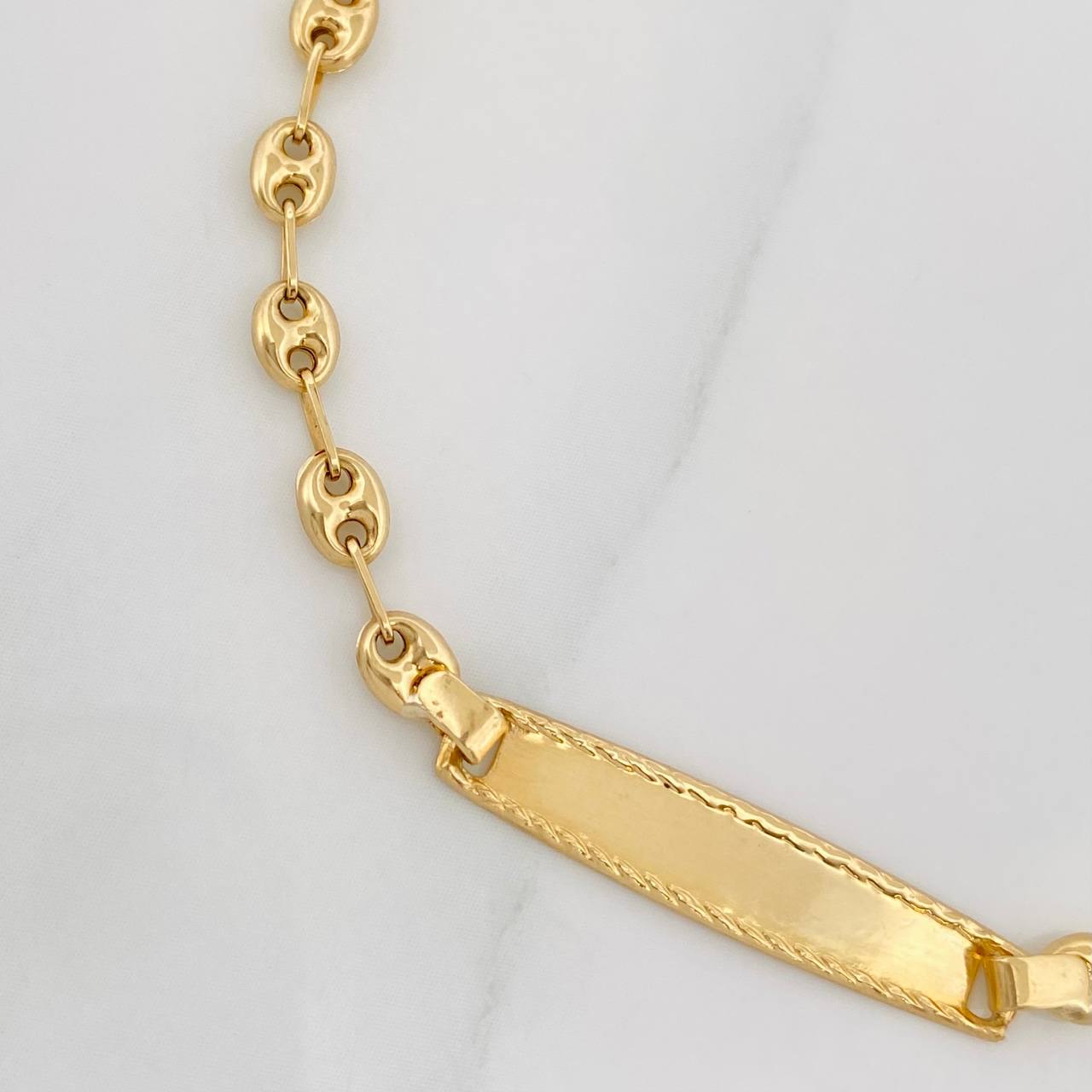 Bracelet GC Rectangular Oval Braided Plate 1.85g / 1 1/4 in / 1.8mm 18K Yellow Gold