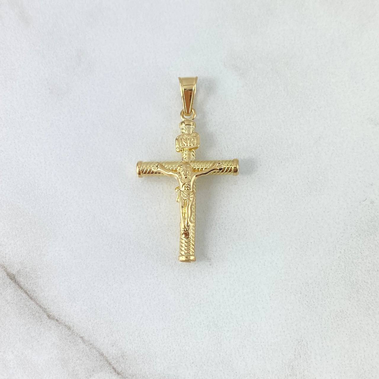 Pendant Cruz Cristo 1.3gr / 3.6cm / Screw-in Rod 18K Yellow Gold