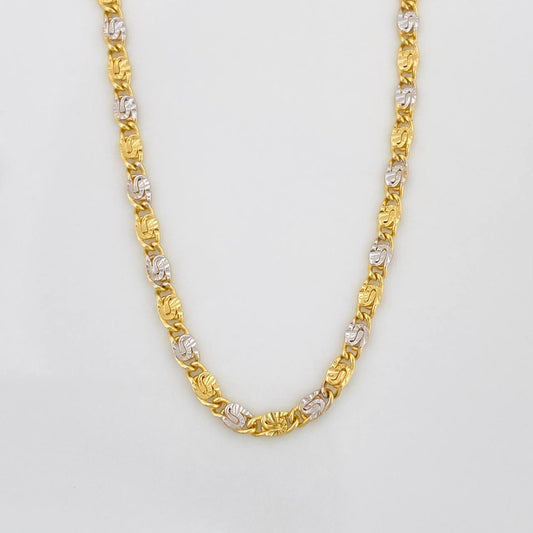 Cadena Escalera Plana 4.2 g / 23 3/4 in / 2.3 mm Dos Oros Amarillo Blanco 18K