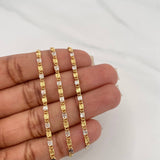 Cadena Escalera Plana 4.2 g / 23 3/4 in / 2.3 mm Dos Oros Amarillo Blanco 18K