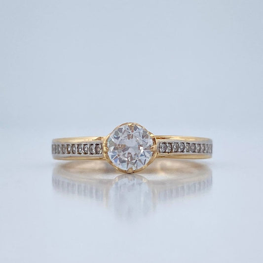 Anillo Solitario Puente 2.55gr / T6 3/4 / Dos Oros Amarillo Blanco  18K %