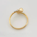 Anillo Tu y Yo 1.3g / T8 Dos Oros Amarillo Blanco 18K