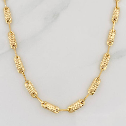 Rustic Cylinder Striped Chain 7.35g / 20 in / 3.35mm Yellow Gold 18K
