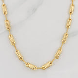 Rustic Striped Cylinder Chain 8.6g / 24 in / 3.35mm 18K Yellow Gold