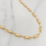 Rustic Striped Cylinder Chain 8.6g / 24 in / 3.35mm 18K Yellow Gold