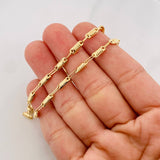 Cadena Rustica Cilindro Rayado 7.35g / 20 in / 3.35mm Oro Amarillo 18K